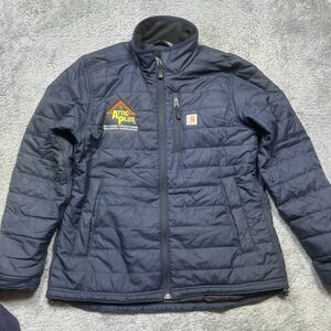 Carhartt Gilliam Rain Defender Jacket Mens M‎ Blue Insulated Puffer Relaxed Logo